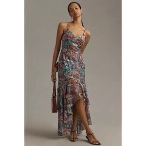 NEW NWT Hutch Anthropologie Royce Floral High Low Dress Teal Size 10